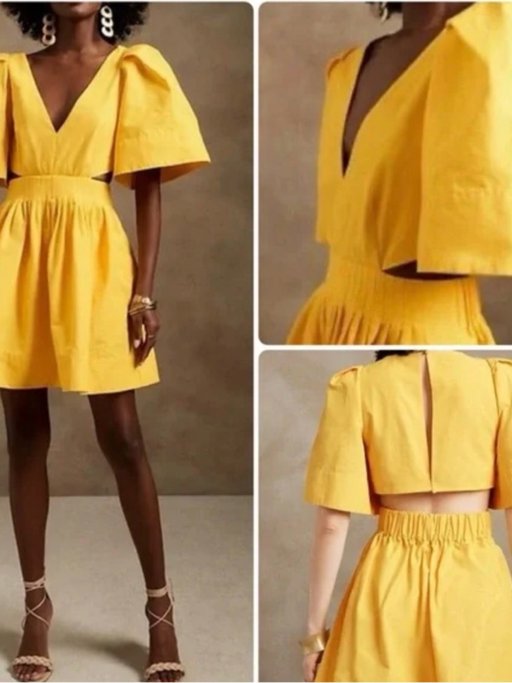 Banana Republic Bright Yellow V-Neck Mini Dress
